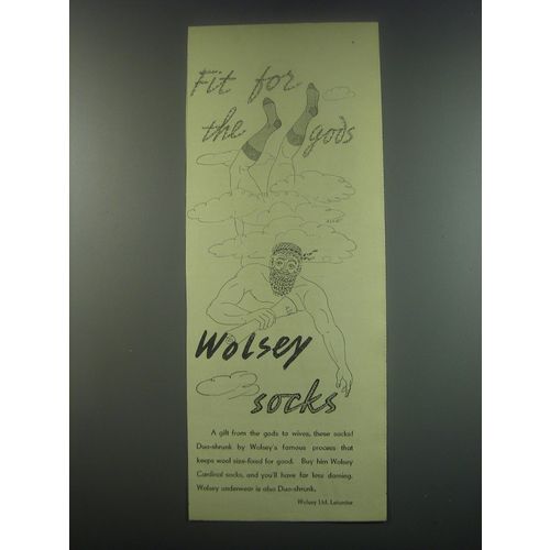 1949 Wolsey Socks Ad - Fit for the gods
