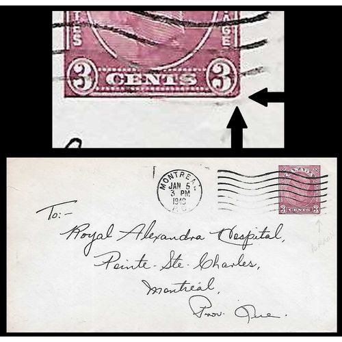 Canada #EN63 Postal Sta. George VI "Broken Frame" Variety LR Corner