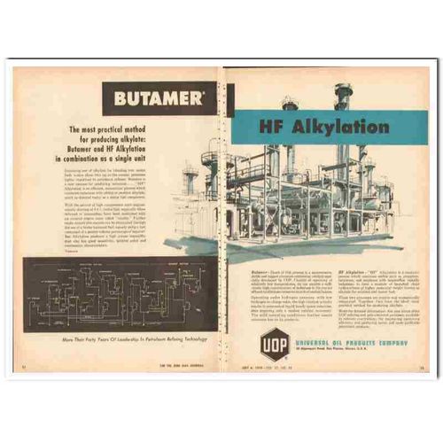 UNIVERSAL OIL PRODUCTS COMPANY 1959 Butamer HF Alkylation vintage ad