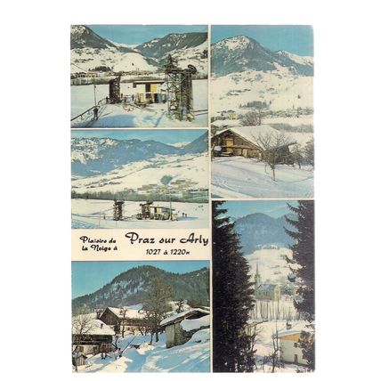 multiview, PRAZ SUR ARLY, FRANCE used vintage postcard 1974 postmark =