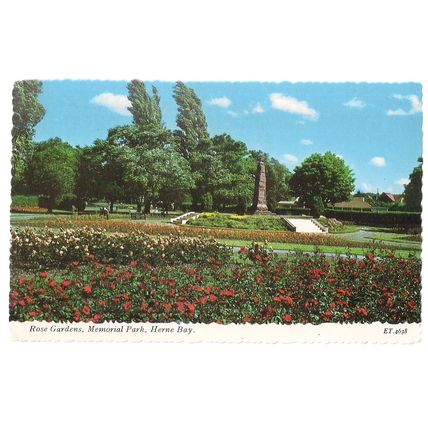 ROSE GARDENS, MEMORIAL PARK HERNE BAY.vintage used postcard Valentine 1972 pm =