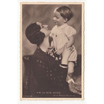 Queen Astrid & Prince Baudouin Belgian Royalty Postcard Belgium