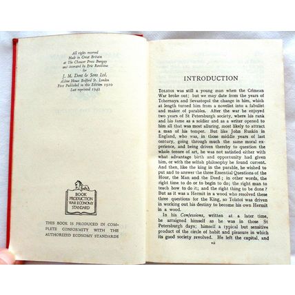 Vintage book Master and Man and Other Tales Leo Tolstoy hardback Everyman 1942