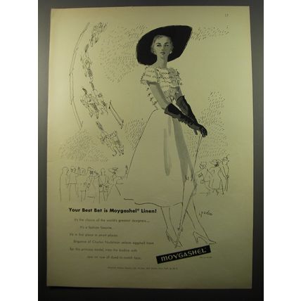 1950 Moygashel Linen Advertisement - illustration by Jean Miller Spadea