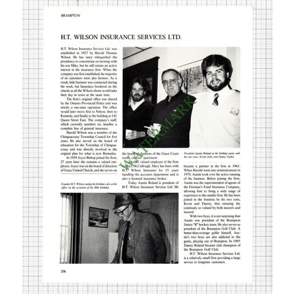 Brampton Canada H T Wilson Insurance / Armbro Holdings Armstrong - 1980s Article