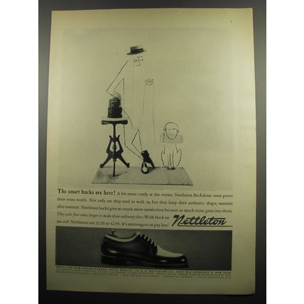 1955 Nettleton Shoes Ad - The smart bucks are here