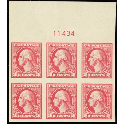 534, Mint NH XF GEM 2¢ WIDE TOP Plate Block of Six Stamps - Stuart Katz