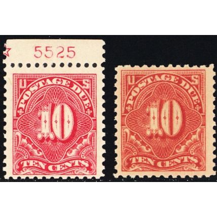 J65, Mint LH 10¢ Pair of Stamps - Postage Due SCV $45.00 - Stuart Katz