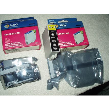 G&G LOT OF 2 NE-T0431 BK INK CARTRIDGES 4 EPSON STYLUS C86/C84/CX3600,6400,6500