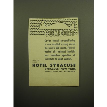 1958 Hotel Syracuse Ad - Comfort