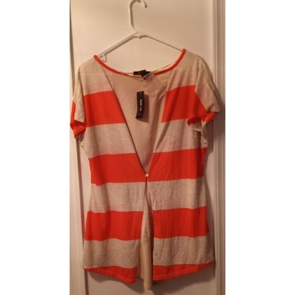 New Women’s Orange & Grey Style & Co Back Out Top (XL)