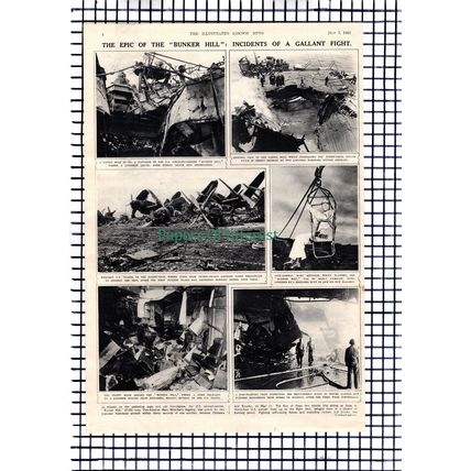BUNKER HILL Ship American Aircraft Carrier Admiral Mitscher WW2 - 1945 Article