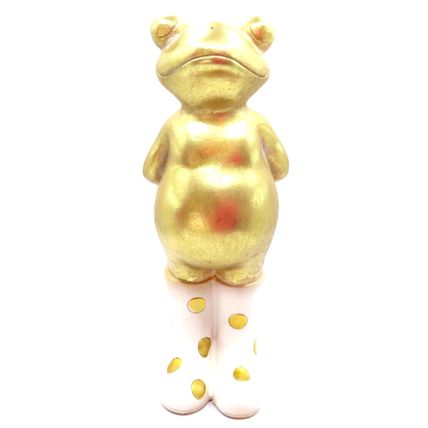 Standing Frog Figurine with Wellies 24 CM Antique Gold Colour Christmas Gift