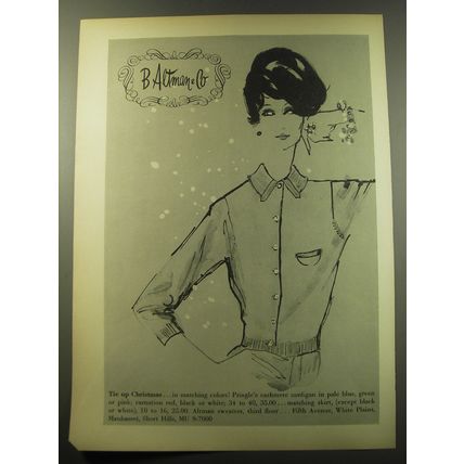 1960 B. Altman & Co Cardigan by Pringle Ad - Tie up Christmas