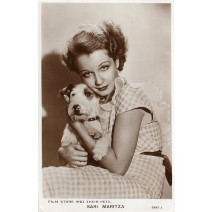 Sari Maritza Film Stars & Their Pets Real Photo Postcard