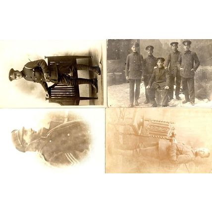 Soldier Sergeant Group WW1 Portrait 4x Military War Postcard s