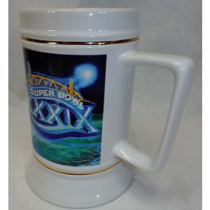 Mint 2005 Super Bowl XXXIX Official NFL Beer Mug Patriots VS. Eagles