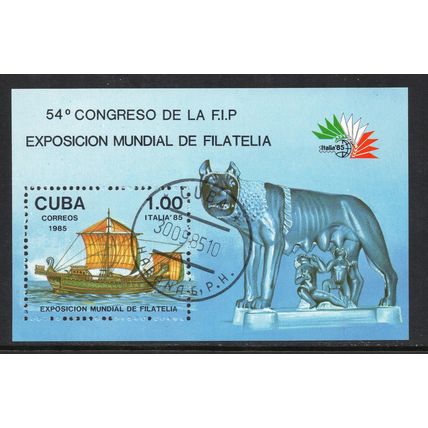 Cuba - 1985 - 'Italia 85' International Stamp Exhibition, Used Mini Sheet