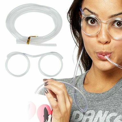 NOVELTY DRINKING STRAW GLASSES Flexible Kids Party Joke Flexi Silly Crazy Tube