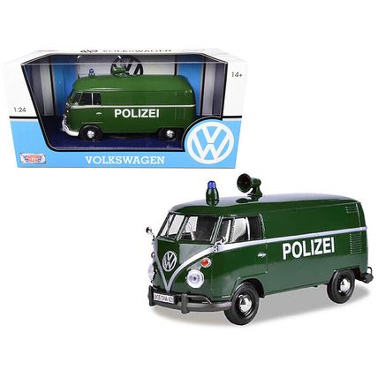Volkswagen Type 2 (T1) Police Van "Polizei" Dark Green 1/24 Diecast Model Car...