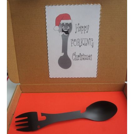 SECRET SANTA CHRISTMAS GIFT 5 IN ONE SPORK BOTTLE CAN OPENER WITH FUNNY GIFT BOX