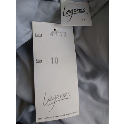 Light grey dress formal fitted tailored square neck knee length size 8 Lagenes