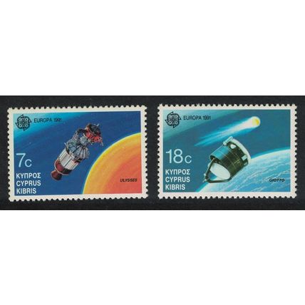 Cyprus Giotto Ulysses Satellites Europa in Space 2v 1991 MNH SG#798-799
