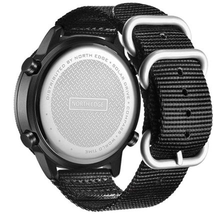 NORTH EDGE EVOQUE Solar Outdoor Waterproof Luminous Sports Nylon Strap Watch, Ny