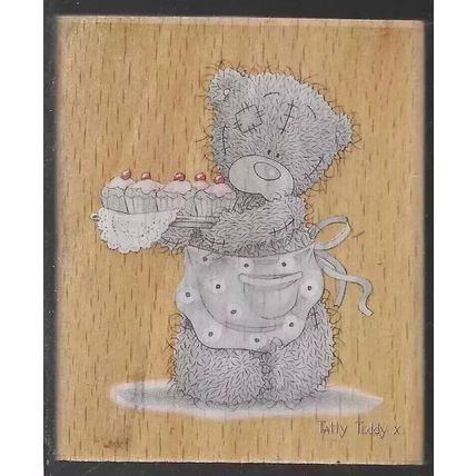 Tatty Teddy. Cupcake Treats Wood Mounted Rubber Stamp. Stamping Cardmaking Craft