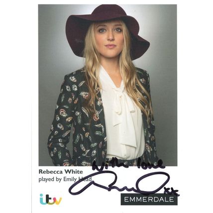 Emily Head as Rebecca White Emmerdale Hand Signed Cast Card Photo