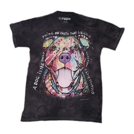 3D Tees Dean Russo Art Tie Dye T-Shirt 2014 Dog Black Size S Pitbull Lovers Gift