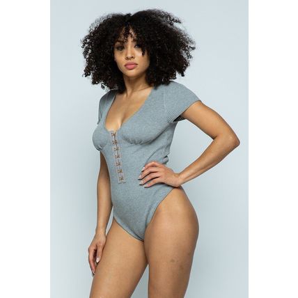 Women's Short Sleeve Hook And Eye Ribbed Knit