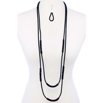 New Double Layer Chic Long Necklace And Earring Set