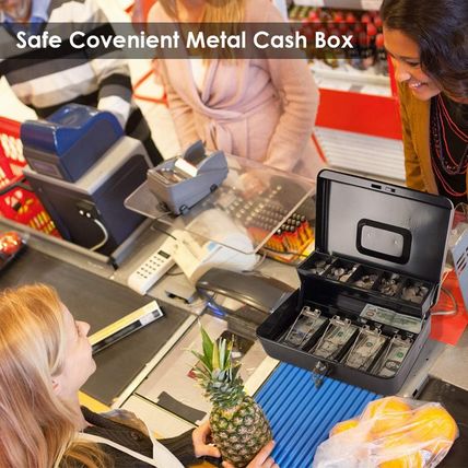 KYODOLED Locking Cash Box with Lock,Money Box with Cash Tray,Lock Safe Box with