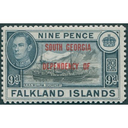 South Georgia 1944 9d. black & grey-blue SGB7 unused