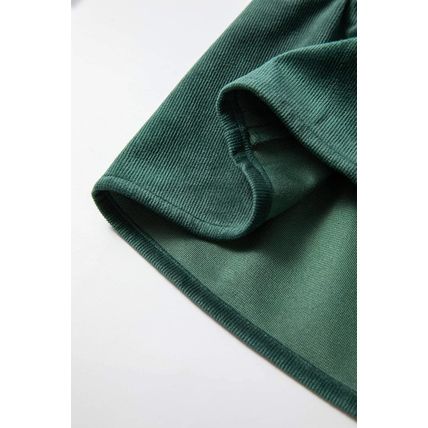 Skobeloff Corduroy Ruffle Tiered Buttoned O Neck Shirt