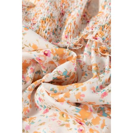 Yellow Boho Floral V Neck Ruffled Empire Waist Long Sleeve Mini Dress