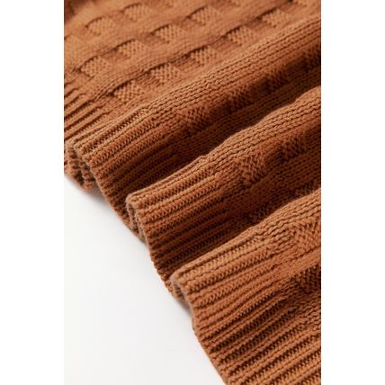 Camel Round Neck Textured Knit Sweater Vest
