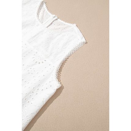 White Floral Eyelet Embroidered Sleeveless Shift Dress