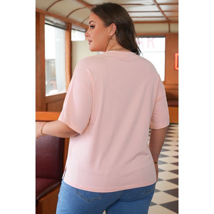 Light Pink Eyelet Lace Star Applique Plus Size T Shirt