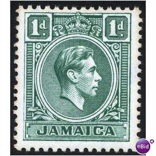 Jamaica KGVI 1951 1d Blue-Green Mounted Mint MM SG 122a