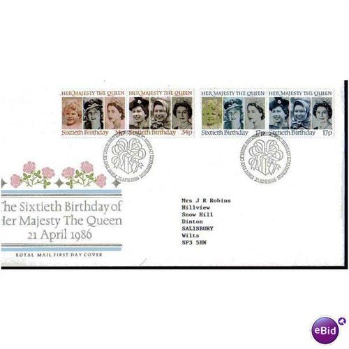 1986 'QUEENS 60TH BIRTHDAYL' F.D.C (BUREAU F.D.I) (EBID397)