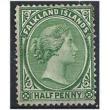 Falkland Islands 1891 SG15 1/2d Blue-Green Mounted Mint. ..