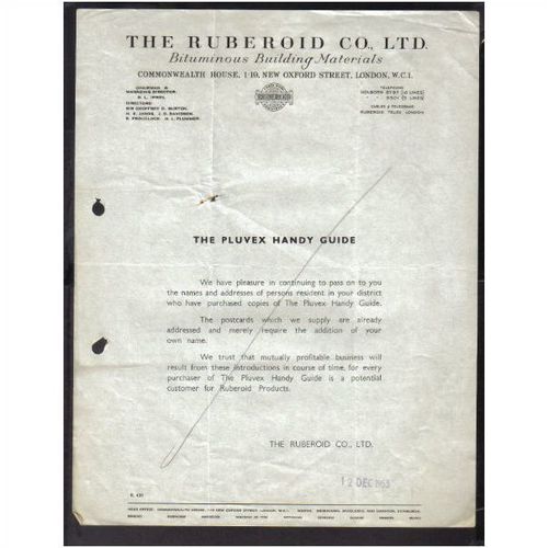 THE RUBEROID CO LTD, NEW OXFORD ST, LONDON, WC1,12DEC1953
