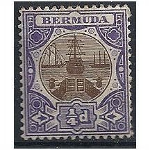 Bermuda 1906 SG34 1/4d Brown & Violet Mounted Mint...