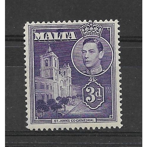 Malta.SG223 3d St.John's Co-Cathedral (Dull Violet).Mounted Mint.Sept18