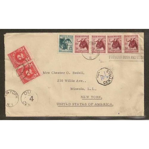 Postage Due USA from South Africa 1959 Nicely Tied