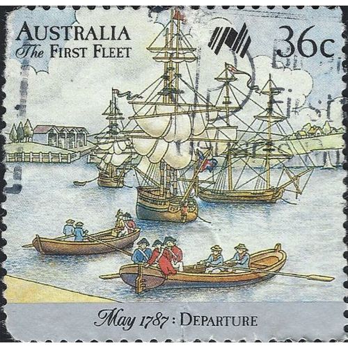 AUSTRALIA, SHIP, First Fleet, Transfer to Ship , green 1987, 36c, #3