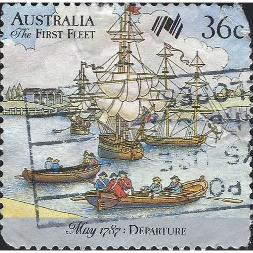 AUSTRALIA, SHIP, First Fleet, Transfer to Ship , green 1987, 36c, #4