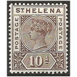 St Helena 1896 SG52 10d Brown Perf 14 Wmk Crown CA Mounted Mint . .. .